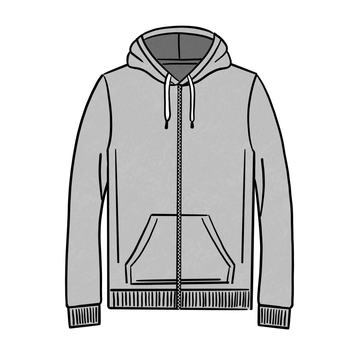 MIDWEIGHT ZIPPED HOODIE&lt;BR&gt;MARL GREY