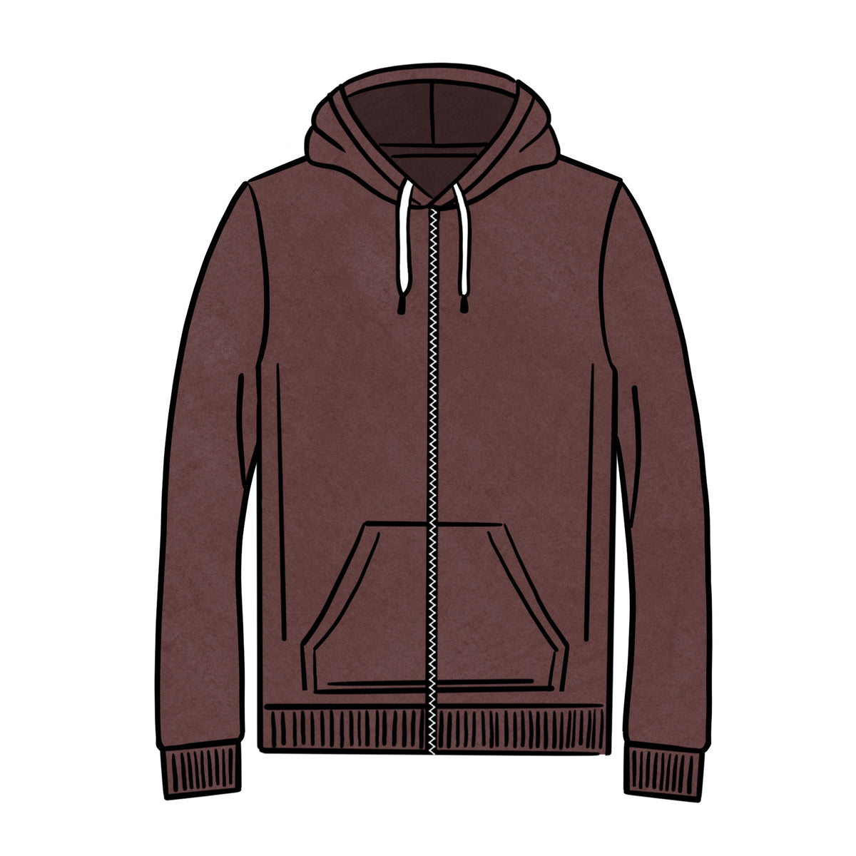 MIDWEIGHT ZIPPED HOODIE &lt;BR&gt; BURGANDY