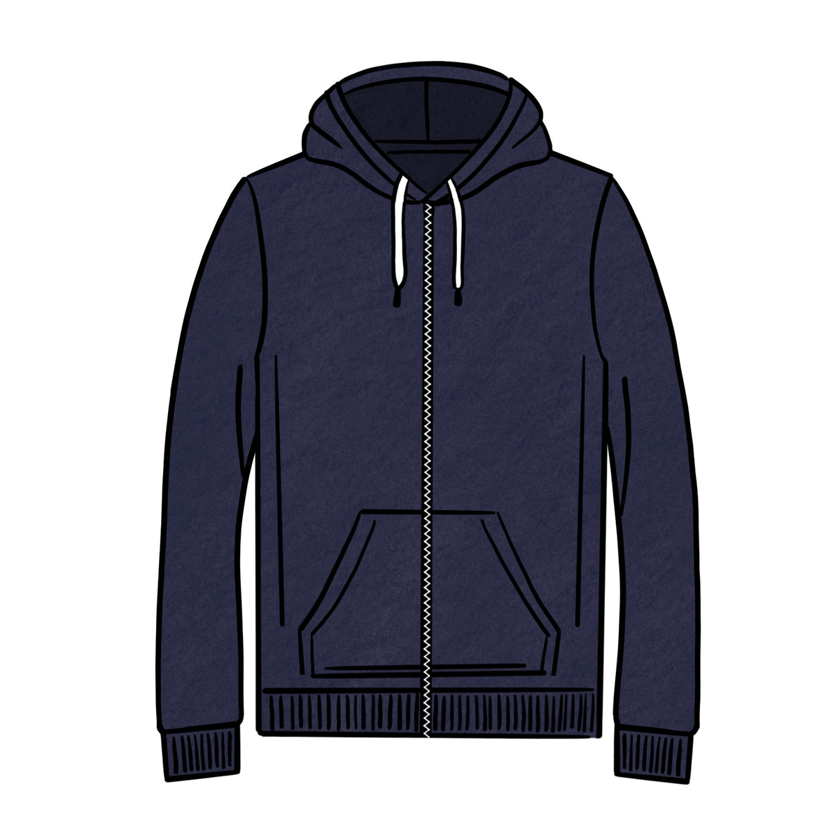 MIDWEIGHT ZIPPED HOODIE&lt;BR&gt;NAVY