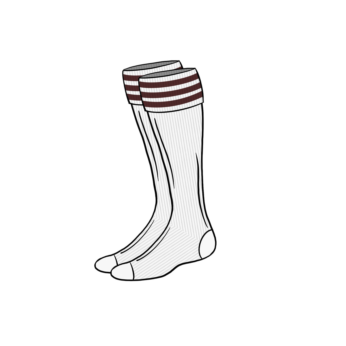 KNEE SOCKS &lt;br&gt; BURGANDY STRIPE