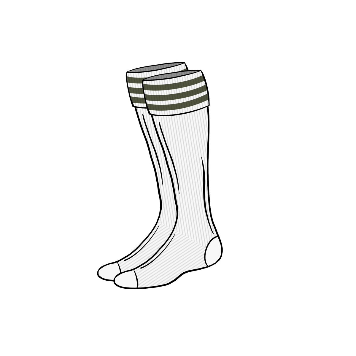 KNEE SOCKS &lt;br&gt; OLIVE STRIPE