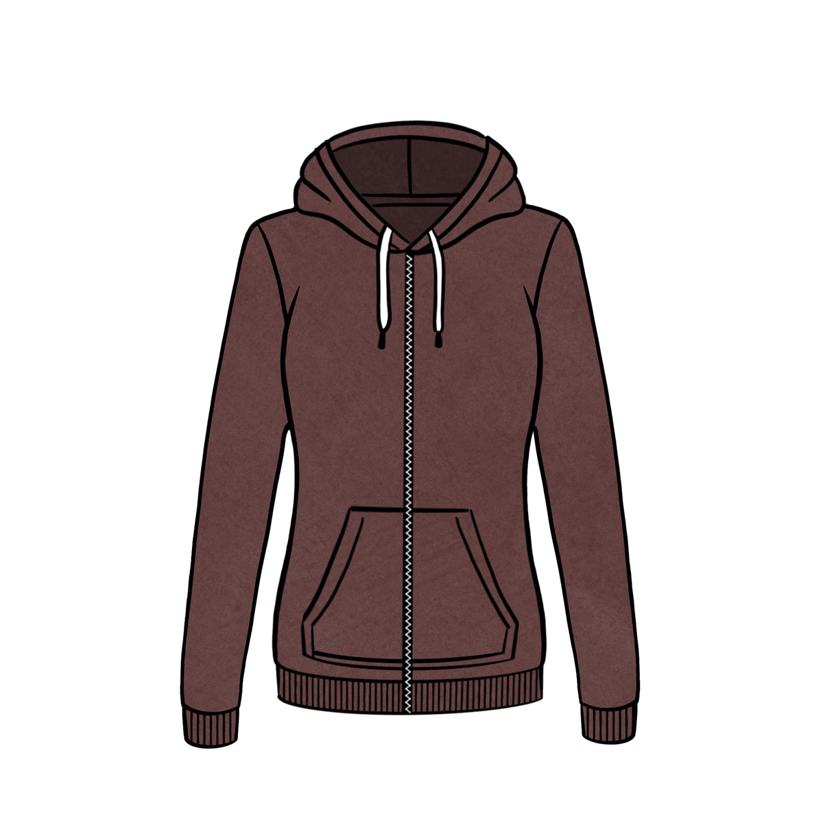 LIGHTWEIGHT ZIPPED HOODIE &lt;BR&gt; BURGANDY