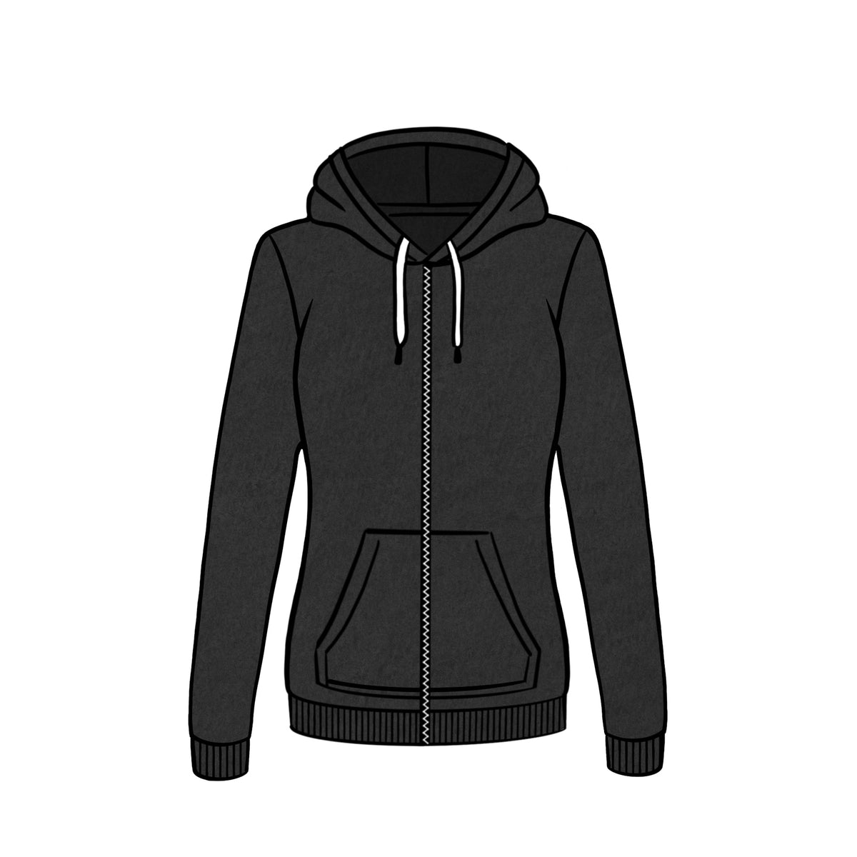 LIGHTWEIGHT ZIPPED HOODIE &lt;BR&gt; BLACK