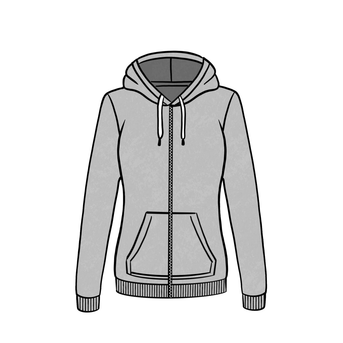 LIGHTWEIGHT ZIPPED HOODIE &lt;BR&gt; MARL GREY