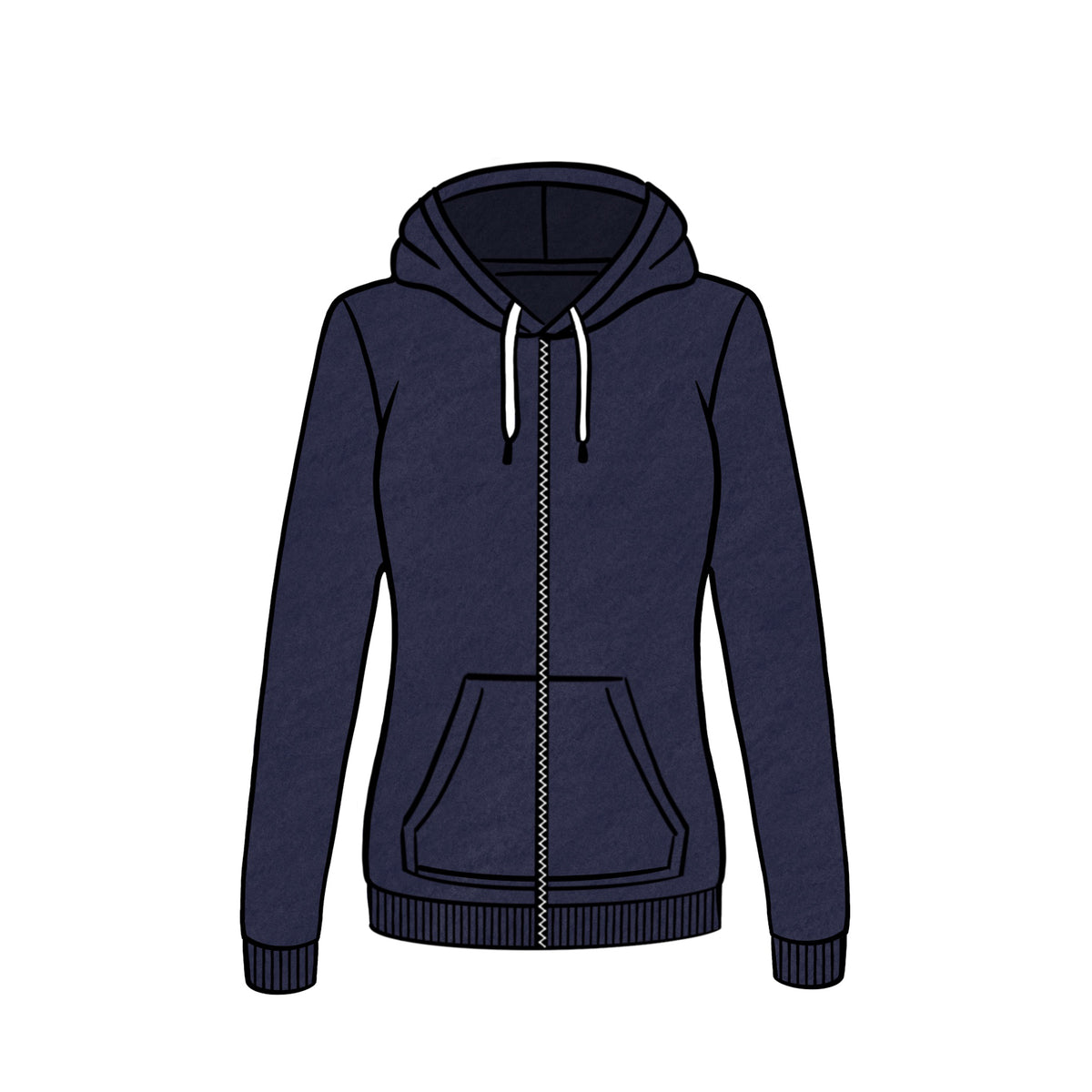 LIGHTWEIGHT ZIPPED HOODIE &lt;BR&gt; NAVY