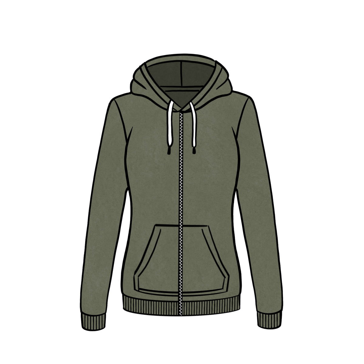 LIGHTWEIGHT ZIPPED HOODIE &lt;BR&gt; OLIVE